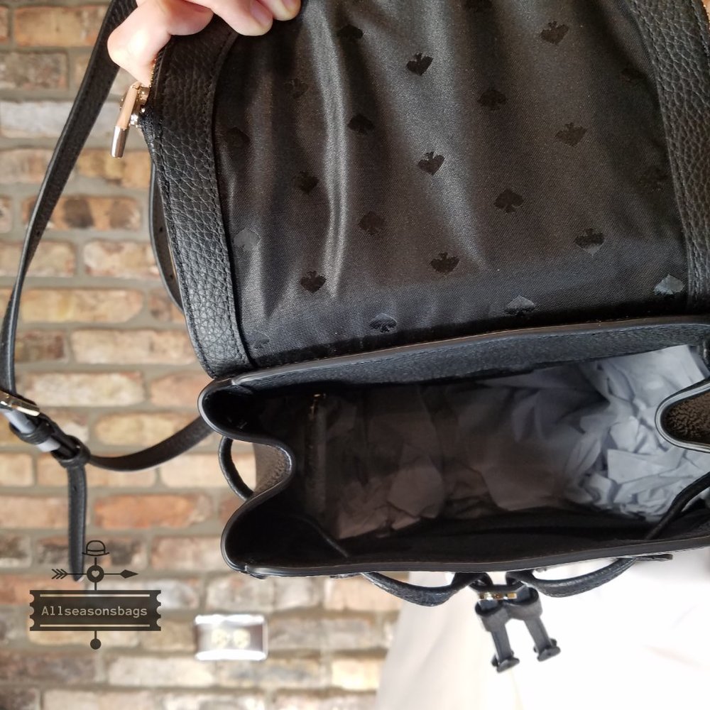 Kate Spade Medium Flap Backpack BLACK LEILA NWT - Picture 13 of 13